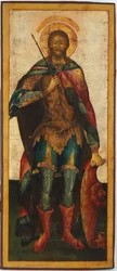 Saint Alexander Nevsky - Russian icon. Tempera on panel, Second Half of the 18th century. Dimension: 142.5x61 cm Ikonen Museum Recklinghausen