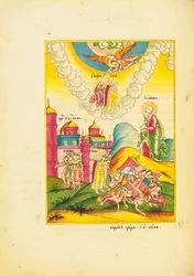 St. John sees the resurrection of the two witnesses, as people flee the city walls, c.1820