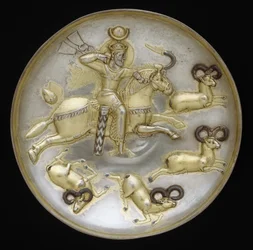 Plate with King Hunting Rams