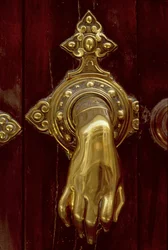 Door knocker in the form of a hand (brass) (detail of 141228)