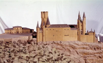 Military Architecture: Miniature Model of the Royal Alcazar of Segovia Built by King Alfonso VI of Castile. Madrid Museum of the Army