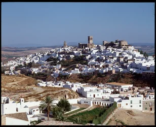 Panoramic view of the city of Arcos de la Frontera, Andalusia, Spain