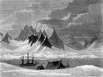 View in the Spitsbergen Islands, Svalbard archipelago, illustration from 