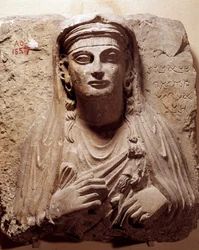 Eastern antiquity: burial bust of Saba. From Palmyra. 2nd-3rd century. Paris, Louvre Museum
