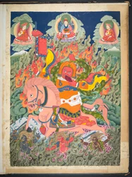 One of 12 drawings depicting Tibetan deities by a Tibetan artist, probably at Lhasa