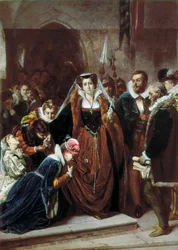 The Queen Mary 1st Stuart walks to the Scaffold