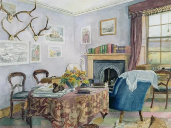 Drawing Room Interior in a Country House in Scotland, c.1850