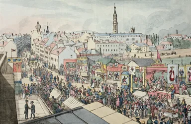 Drawing of Glasgow Fair, from The Glasgow Looking Glass, 1825
