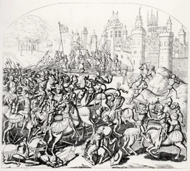 King David of Scotland (1084-1153) comes with a great army before Newcastle-upon-Tyne, 1138