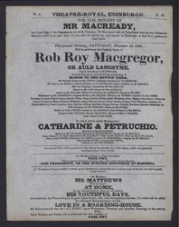 Theatre programme for the Theatre Royal, Edinburgh