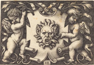 Mask Held by Two Genii