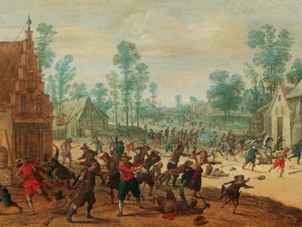Fighting Soldiers in a Village