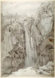 Rocks and falls of the Aniene at Tivoli