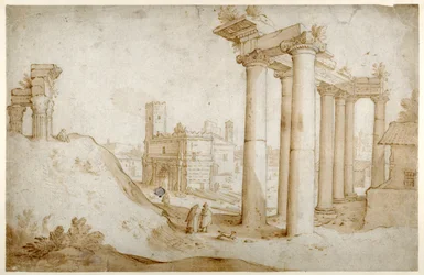 The Forum Romanum with the Temple of Titus and Vespasian, the Temple of Saturn and the Arch of Septimius Severus
