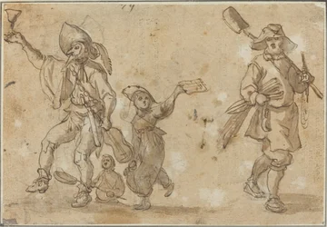 Three Revelers and a Gardener