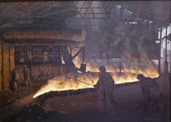 The hot-rolling workshop of the "Red Nail Maker" Factory in Leningrad (1893-1941). Size: 85 x 122