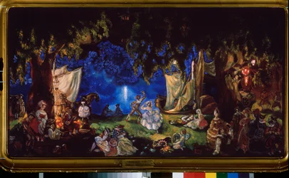The Rest of the Actors. (A troupe of itinerant theater, whose members dance, play music or relax in a forest clearing, by the light of the Moon).