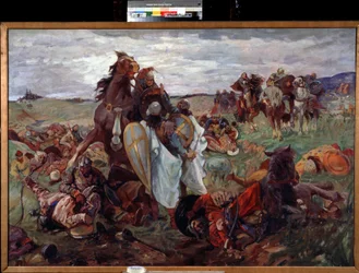 The Battle Between Russians and Tatars. Painting by Serguei Nikolayevich Arkhipov