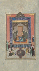 Bahram Gur in the Dark Palace on Saturday, Folio 207 from a Khamsa, A.H. 931/A.D. 1524-25