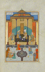 Bahram Gur in the Sandal Palace on Thursday, Folio 230 from a Khamsa
