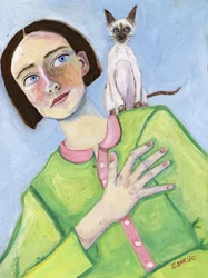 Girl and Siamese Friend