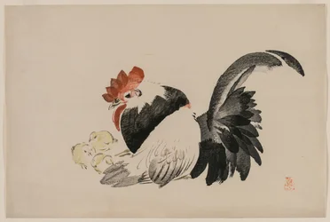 Rooster, Hen, and Chicks, c. 1880s