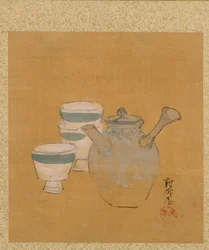 Teapot and Cups from Album of Paintings by the Venerable Zeshin