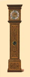 Clock inlaid with dark marquetry, 1905