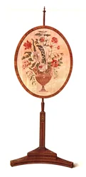 Inlaid Mahogany Pole Screen