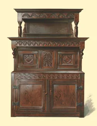 Tridarn, oak court cupboard