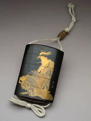 Inro Depicting the Courtesan Morokoshi of Echizen-ya Writing a Letter