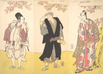 Kabuki Actors Ichikawa Yaozo III, Onoe Matsusuke I, and Sawamura Sojuro III, 11th month, 1786