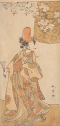 Segawa Tomisaburo in the Role of Musume Dojoji in Hanagatami Kazaori Eboshi
