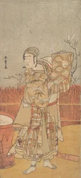 The Actor Sawamura Sojuro III Holding up a Piece of Brocade, late 18th century