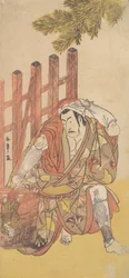 The Fourth Matsumoto Koshiro as an Outlaw Looking at a Wooden Ninsogaki, ca. 1779-83