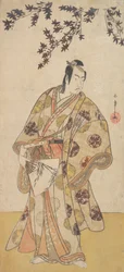 The Third Ichikawa Yaozo as a Daimyo Standing Under a Maple Tree