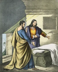 Peter and John at the Sepulchre, from a Bible Printed by Edward Gover, 1870