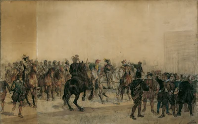 The Arrival of the Cuirassiers Henri Duval Count of Dampierre in the Castle Courtyard