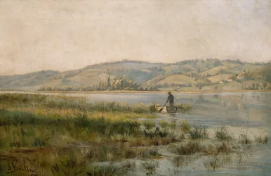 Paddling Man on Lake
