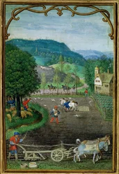 October: Ploughing and Sowing, from a Book of Hours