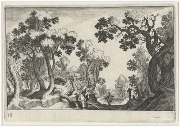 Forest Landscape with Farmers