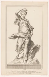 Sculpture of a Young Woman on a Cloud with Roses in Her Hand