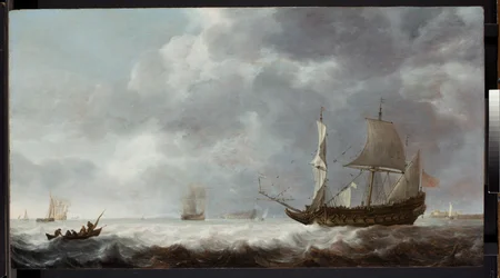 Sea-piece, a breeze near a Dutch port, c.1640