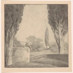 Landscape with Wall and Cypress