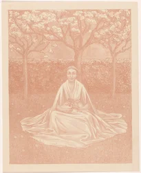 Woman with Dress Sitting in Grass Field