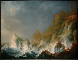 Shipwreck in a Sea Storm on a Rocky Coast