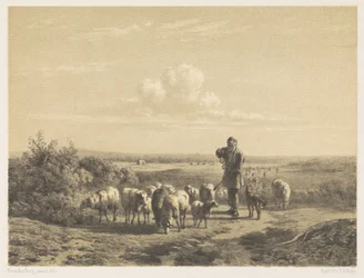 Shepherd with His Sheep on the Heath