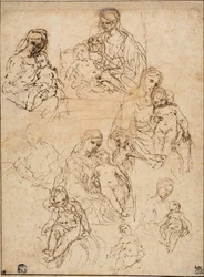 Sketches of the Virgin and Child, and the Holy Family