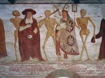 Death asking the cardinal and bishop to dance (detail)