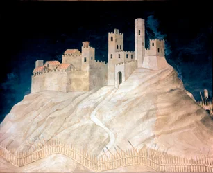 View of the castle of Montemassi in Maremma in 1328